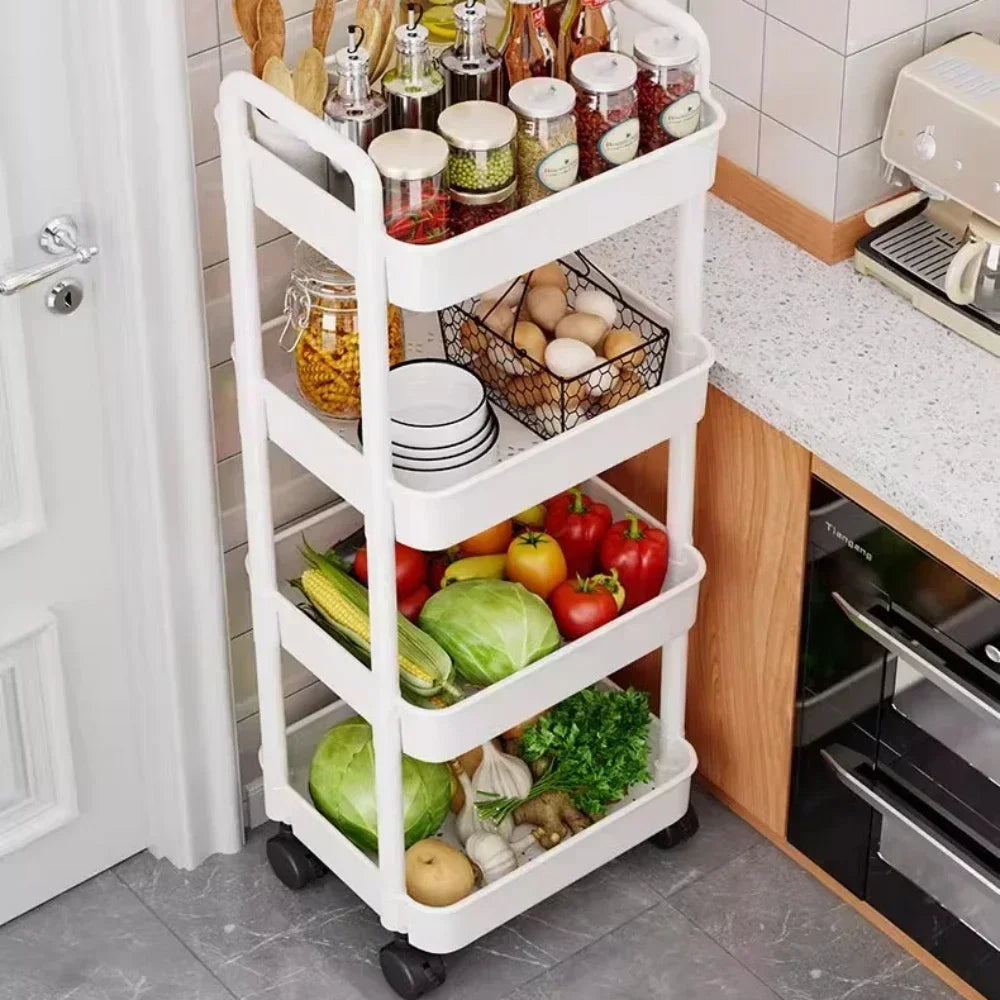 Rynx | Mobile Storage Cart Trolley Organizer Household Kitchen Multifunction Cart with Wheels Home Accessories Multi-tiered Bookshelf