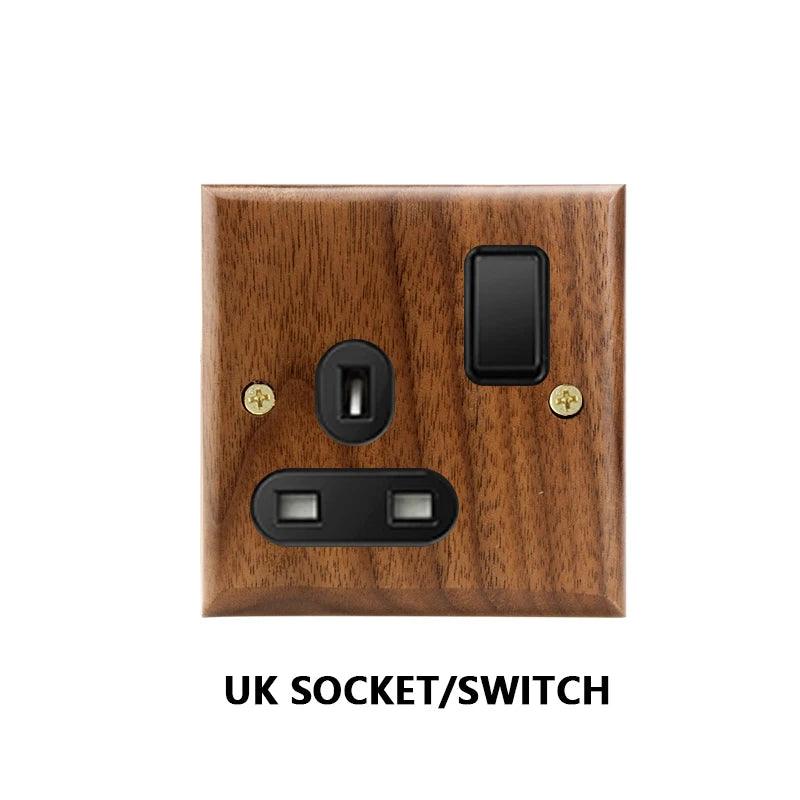 Lisslune | Stylish Black Walnut Electric Panel with USB Ports, Adjustable LED Ambient Lighting and Modern Pull Knob Features