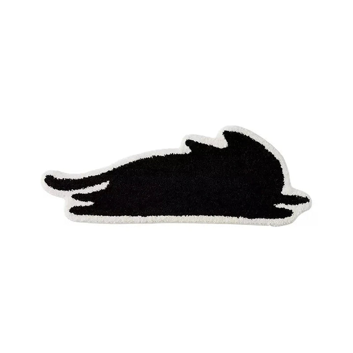 Rynx | Long Tufting Black Cat Bedroom Carpet Bathroom Mat Soft Cartoon Animal Pad Living Room Rug Non-Slip Hallway Home Kids Room Decor