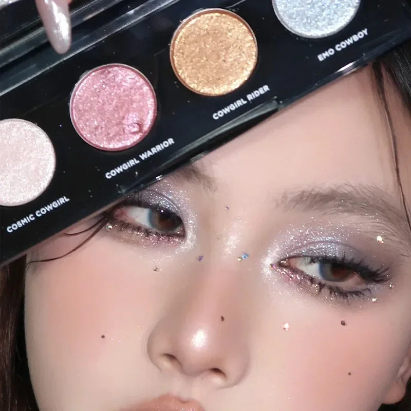 Rynx | 4 Colors Diamond Highlighter Palette Glitter Shimmer Eyeshadow Silver Moonlight Brightening Lies Silk Moth Face Makeup Korean