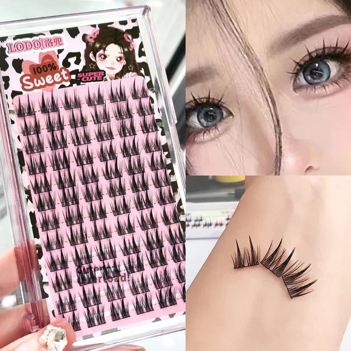 Rynx | 12 Rows Synthetic Mink Lashes Fluffy Soft Full Thick False Eyelashes Soft Natural Eyelashes Mink Eyelash Clusters False Eyelashes Korean