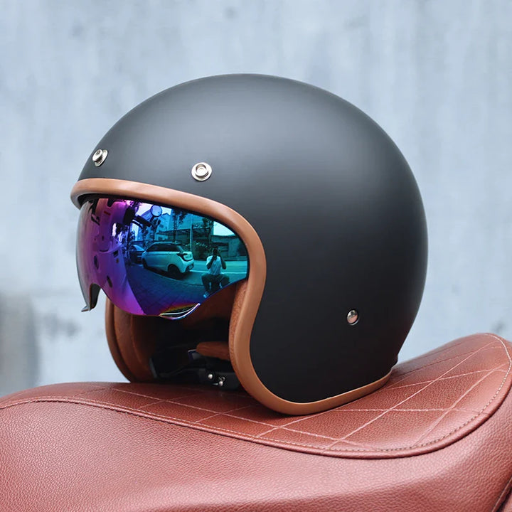 Lisslune | Retro Motorcycle Helmet 3/4 Open Face – Valor