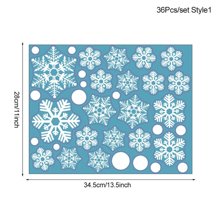 Rynx 36 Pieces/Set White Snowflake Christmas Wall Stickers Glass Window Stickers Christmas Decoration for Home New Year Gift Navidad 2024