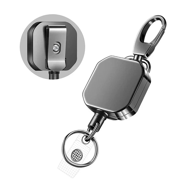 Lisslune | Metal Retractable Carabiner Keychain with Steel Cord – Safety Reel 71.8 cm