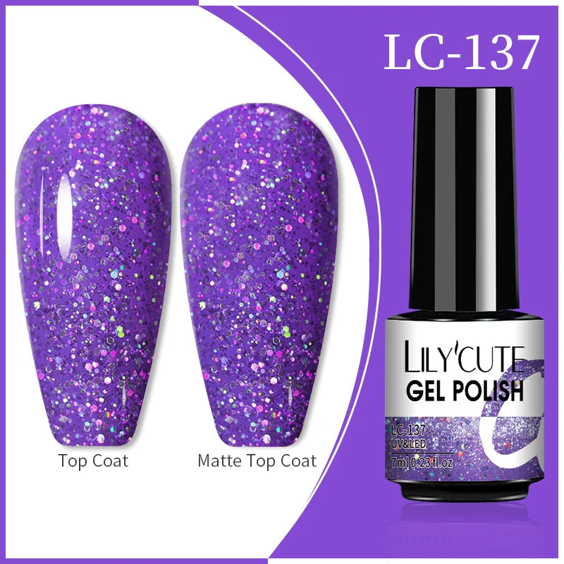 Rynx | 7ml Glitter Gel Nail Polish Semi Permanent Sequins Soak Off UV Gel Colorful DIY Nail Art Polishes