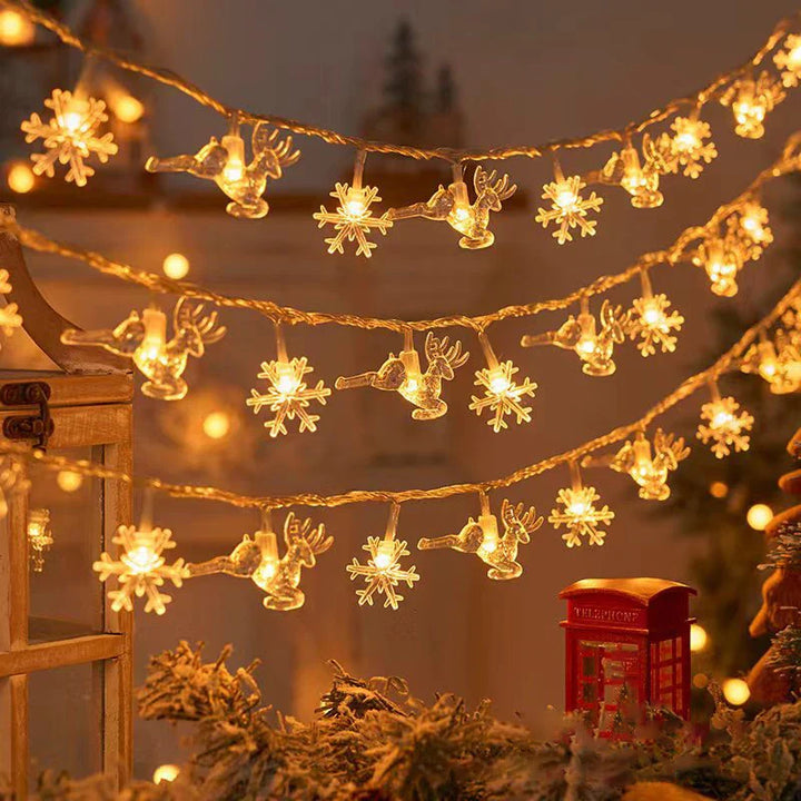 Rynx | LED Snowflake String Lights Star String Lights Battery Operated Xmas Tree Moose Decorative Garland Party Wedding New Year Decoration