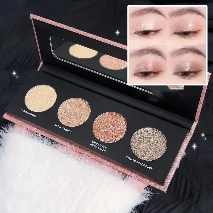 Rynx | 4 Colors Diamond Highlighter Palette Glitter Shimmer Eyeshadow Silver Moonlight Brightening Lies Silk Moth Face Makeup Korean