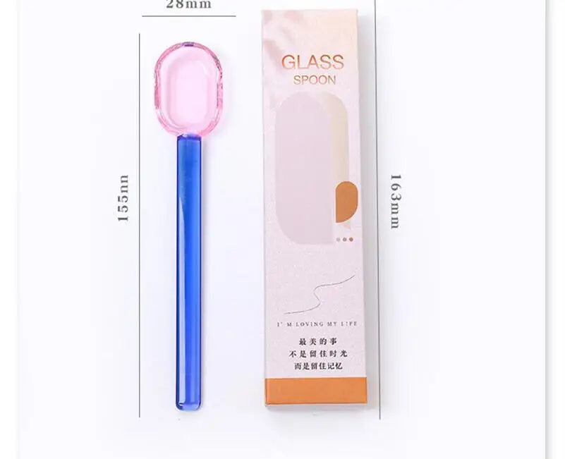 Rynx | Stained Glass Spoon Dessert Ice Milk Long Handle Spoon Coffee Soup Stirring Spoon High Borosilicate Heat and Cold Resistance