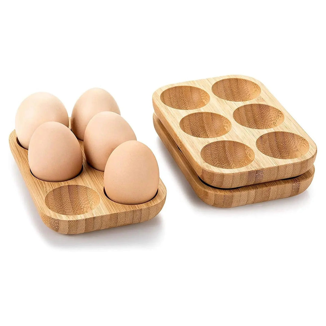 Lisslune | Stylish double-layer wooden egg organizer for chic kitchen decoration