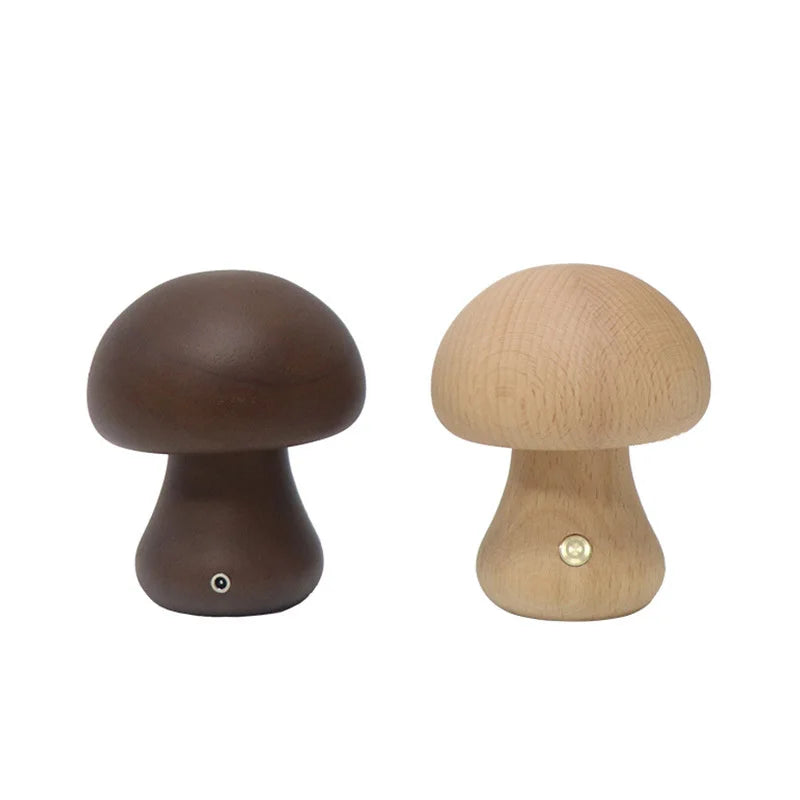 Lisslune | Touch Switch Wooden Mushroom LED Night Lamp
