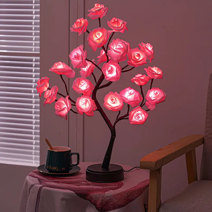 Lisslune | RGB Rose Flower Tree Lights 24LED USB Battery Table Lamp Fairy Night Light Home Party Christmas Wedding Bedroom Decoration Gift