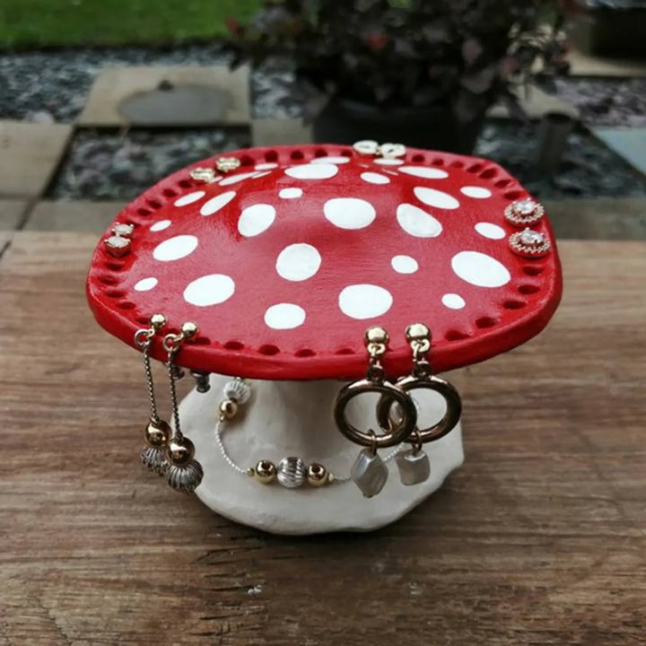 Rynx | Resin Mushroom Earring Storage Rack Beautiful Ornaments Jewelry Holder Organizer Stand Shelf Home Atmosphere Table Decoration 26 Holes
