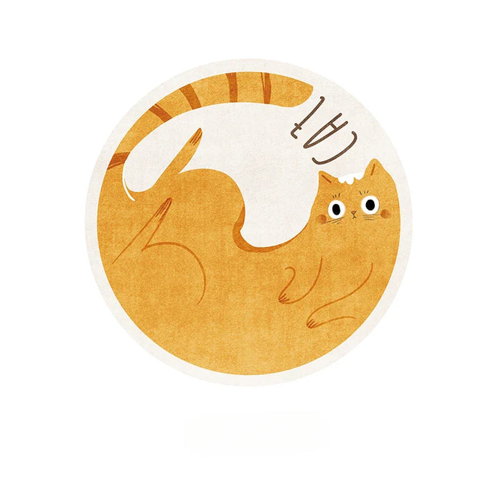 Rynx | Cartoon Cute Kids Girls Room Round Bedroom Nightstand Rugs Cat Living Room Large Area Rug Computer Chair Wardrobe Carpet Carpet