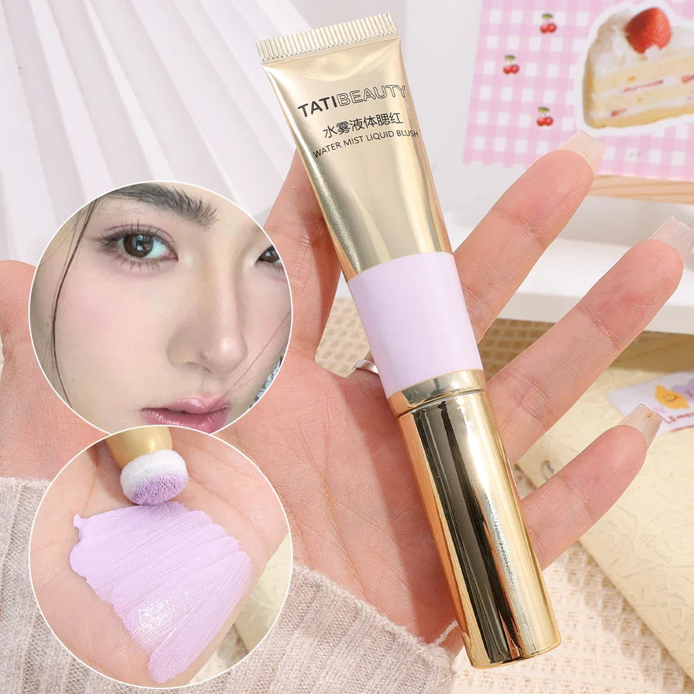 Rynx | Smooth Liquid Blush Cheek Ink Sponge Matte Gentle Face Makeup Blush Pigment Waterproof Long-lasting Creamy Cosmetics