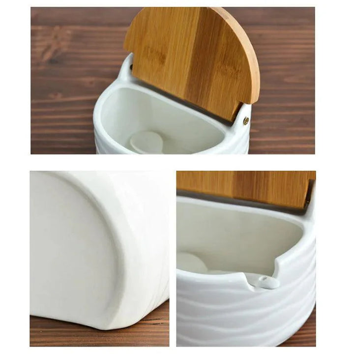 Lisslune | Chic European ceramic spice storage set with salt box & spice organizer