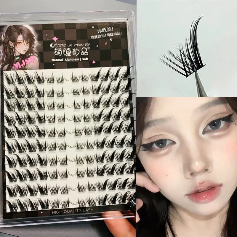 Rynx | 3/10 Rows Fox Eyes Effect False Eyelashes Fluffy Curl Reusable Individual Clusters Segmented Natural Thickness Manga Eyelash Extension Tool