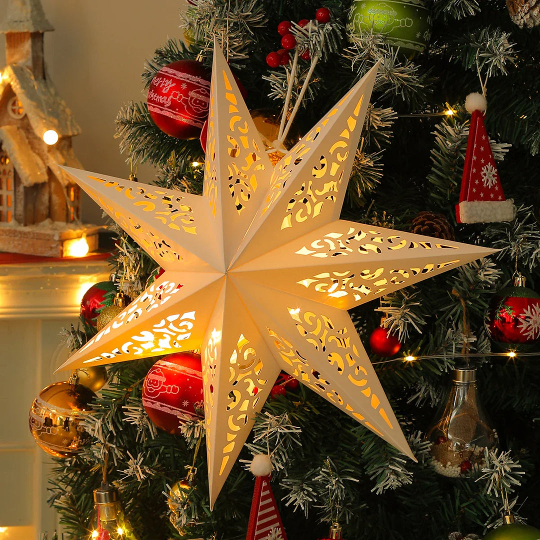 Rynx Hollow Star Hanging Pendant Ramadan Decoration 2024 for Home Navidad Natal Noël Gifts Christmas Ornaments New Year 2025