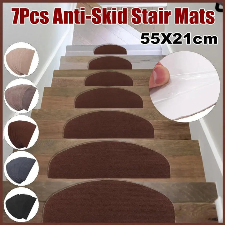 Lisslune | Chic 7-piece Anti-slip Stair Mat Collection for Ultimate Home Safety