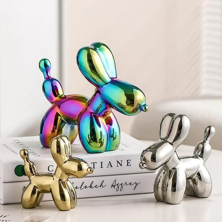 Lisslune | Nordic Ceramic Balloon Dog Sculpture Gold Animal Decorations Statue Living Room Ornaments Creative Desktop Ornament Home Decor
