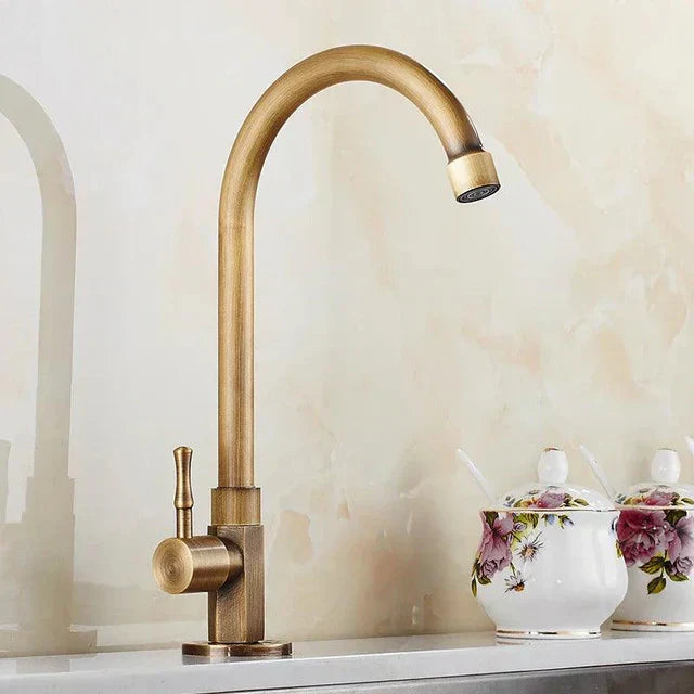 Lisslune | SwanFlow - Antique kitchen faucet with elegant swan neck design