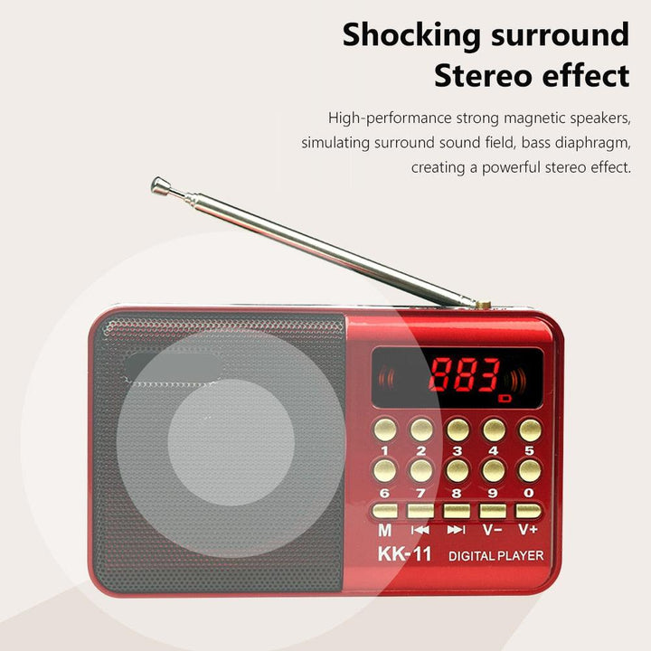 Lisslune | Red Senior-Friendly MP3 Music Player with FM Radio - Compact Design with USB and TF Card Support