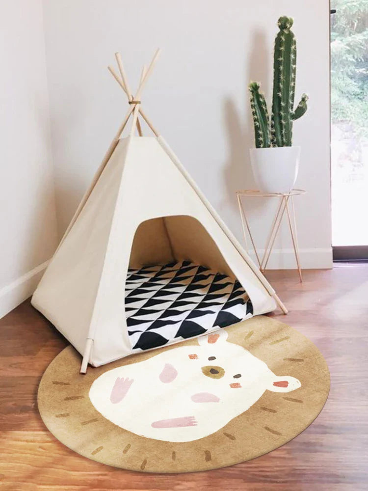 Rynx | Cartoon Cute Kids Girls Room Round Bedroom Nightstand Rugs Cat Living Room Large Area Rug Computer Chair Wardrobe Carpet Carpet