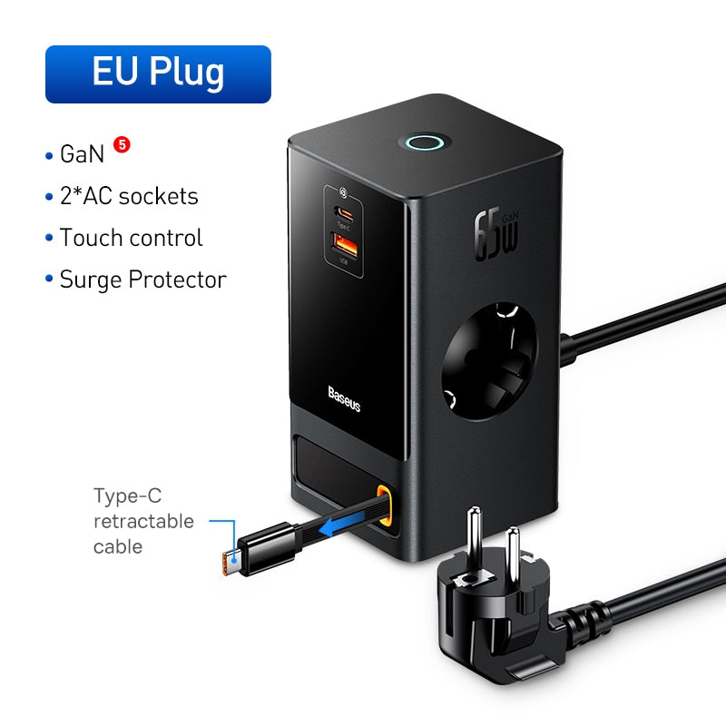 Lisslune | Retractable Cable Fast Charging Digital Power Strip