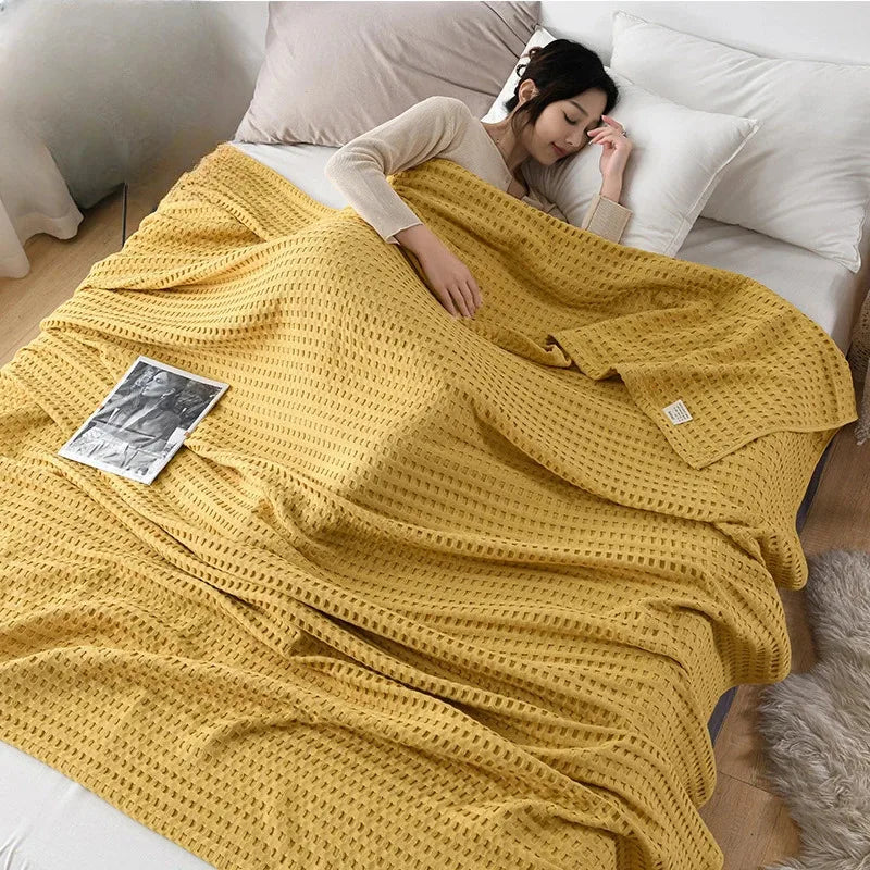 Rynx | Japanese Style Blanket Solid Color Towel Quilt Knitted Blanket Climate Blanket Office Sleep Climate Blanket