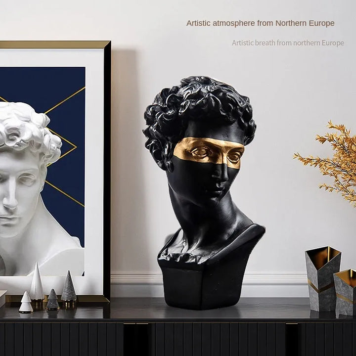 Lisslune | Statues for decoration, 15 cm, David, coffee table, home decoration, ornaments, bust of a room made of plaster, white resin, decorative art sculpture