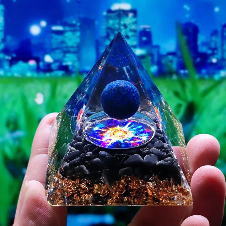 Lisslune | Orgonite Pyramid with Amethyst Pendulum – Energy, Protection and Decoration