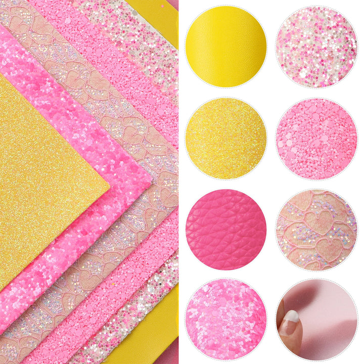 Lisslune | Elegant Pink Lychee Glitter Artificial Leather Craft Sheets for Stunning DIY Projects