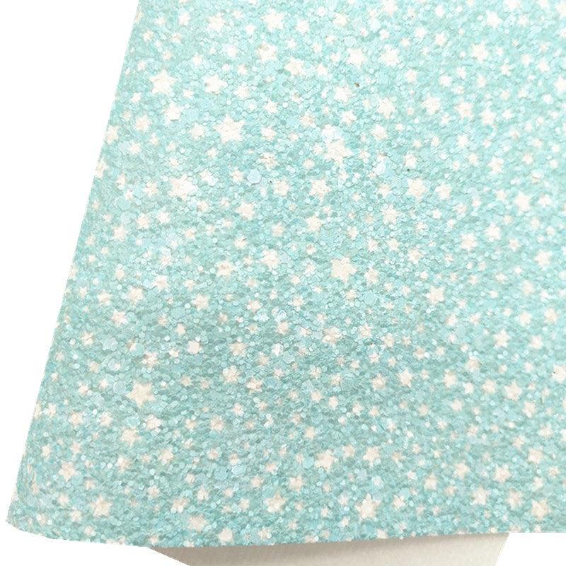 Lisslune | Iridescent synthetic leather crafting sheet with sparkling star and heart design - 21x29CM