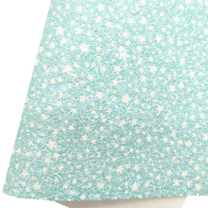Lisslune | Iridescent synthetic leather crafting sheet with sparkling star and heart design - 21x29CM