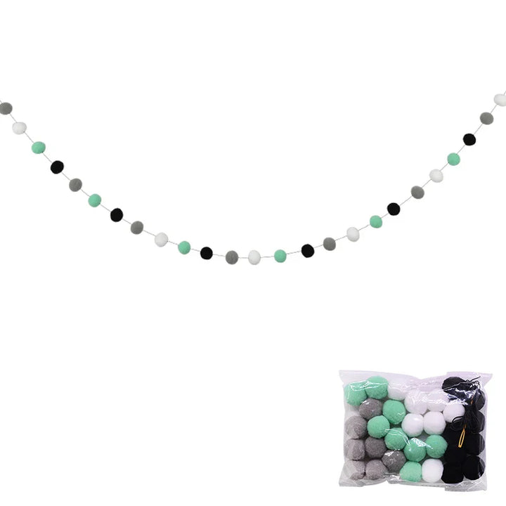 Rynx 2.5Meter Colored Pom Pom Pendant Light Garland Ins Nordic Series Wool Felt Ball String DIY Handmade Kids Room Decoration