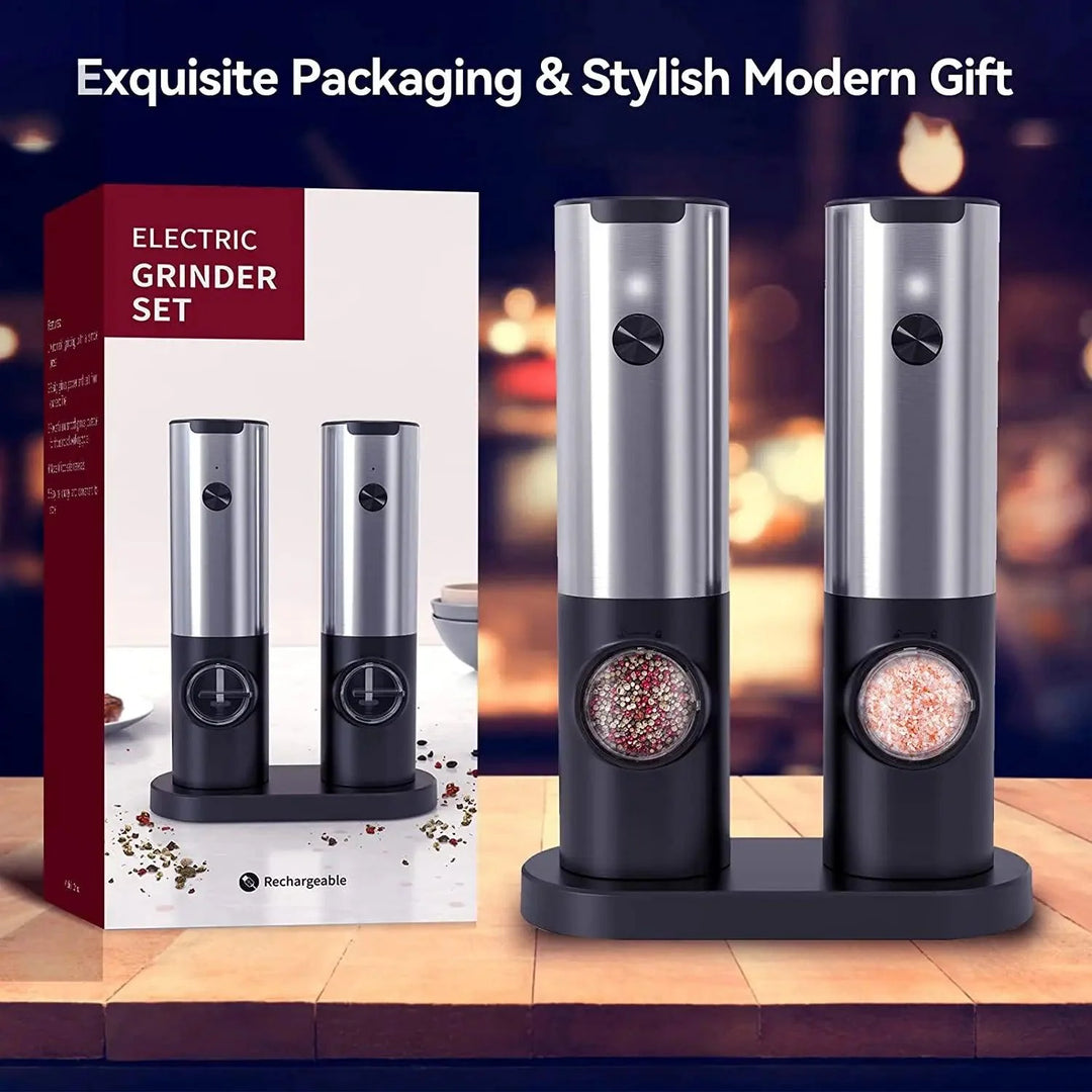 Lisslune | One-handed USB rechargeable electric spice mill set with adjustable grind size