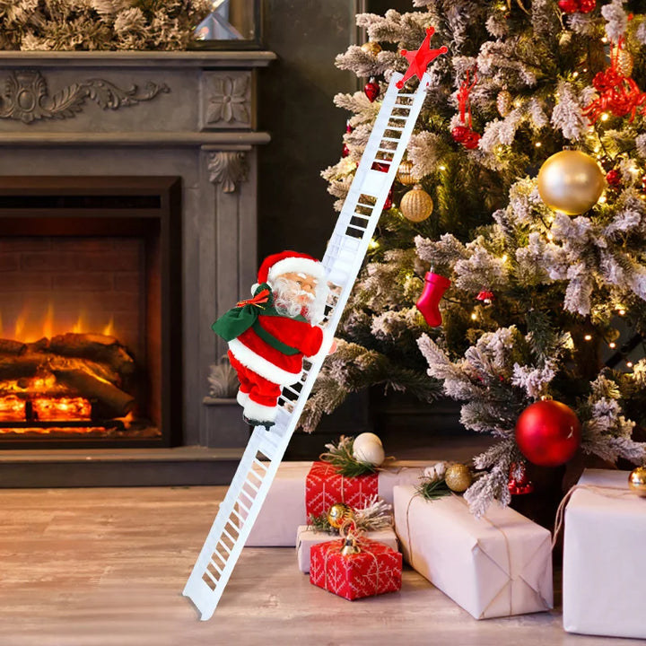 Rynx Santa Claus Doll Climbing Ladder with Music Christmas Tree Ornaments Decorations For Home 2025 Christmas New Year Kids Gift