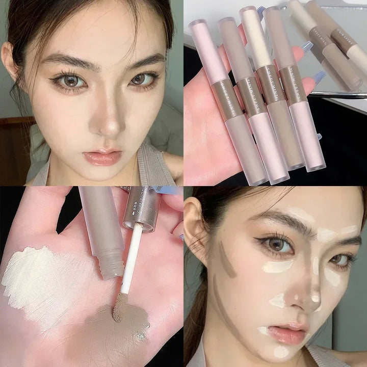 Rynx | Liquid Contour Bronzer Stick 2 in 1 Brightens the Skin Warm Shade Brown Nose Shadow Contour Matte Highlighter Face Bronzer Make-up