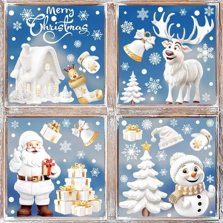 Rynx 9-piece set Christmas window stickers Santa Christmas tree snowflake glass decal 2025 New Year home decoration Navidad 2024 gifts