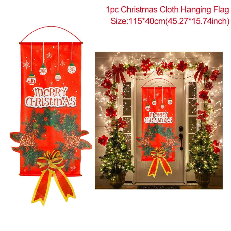 Rynx Merry Christmas Door Banner Hanging Decoration Christmas Decoration for Home Xmas Navidad Happy New Year