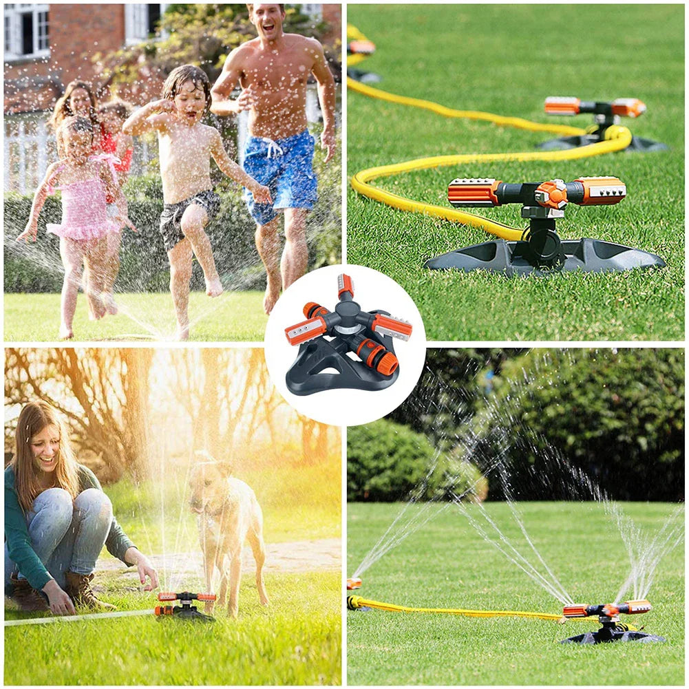 Lisslune | Rotatable Garden Sprinkler with 3 Nozzles – Efficient Watering Sprinkler for Lawns and Gardens