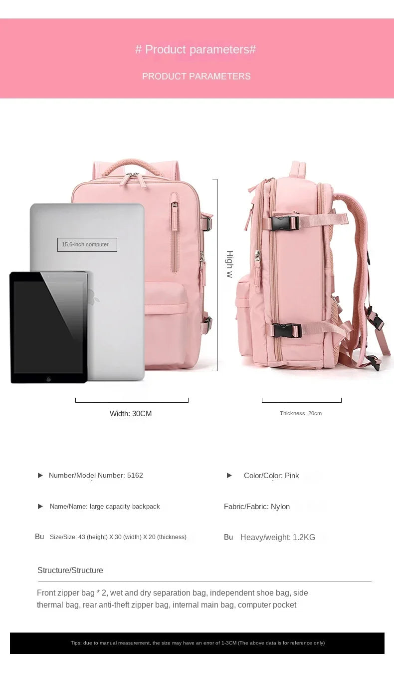 Lisslune | Travel Carry-On Backpack with Shoe Compartment