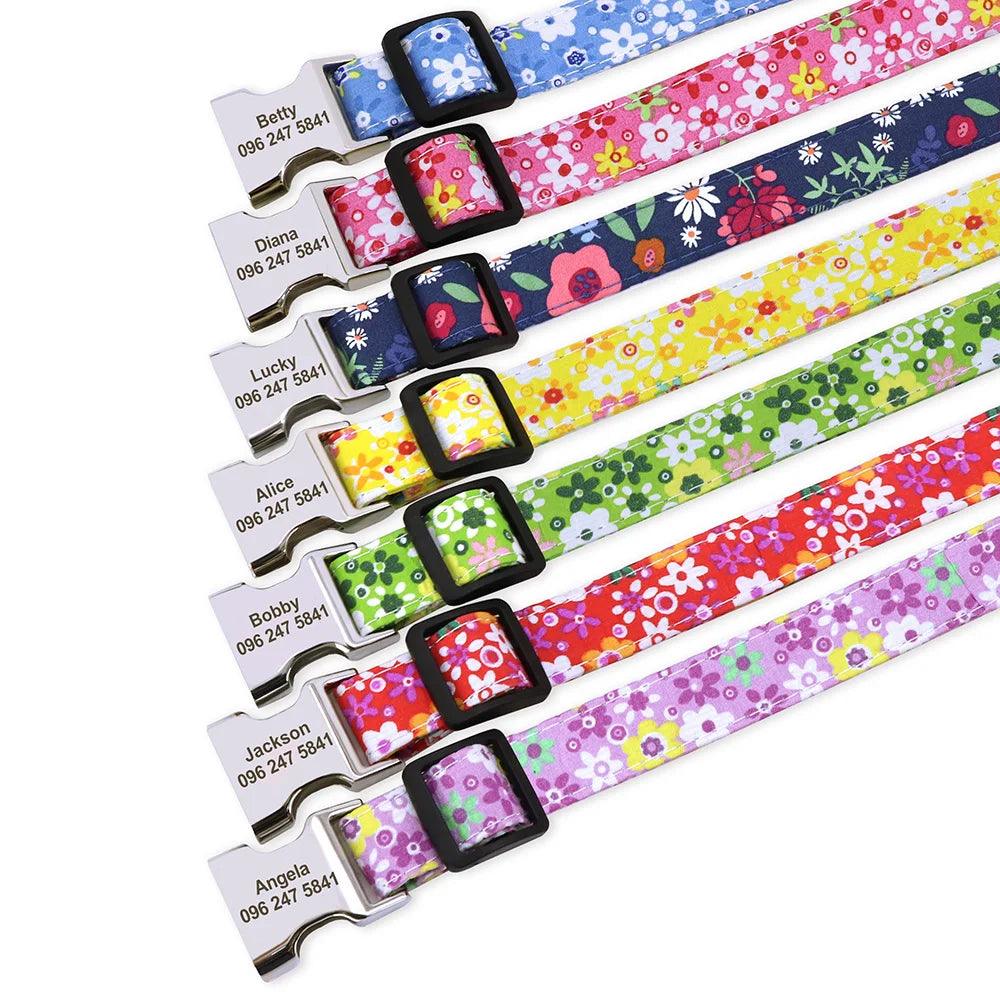 Lisslune | Personalized floral nylon collar for dogs - stylish ID collars for dogs of all sizes