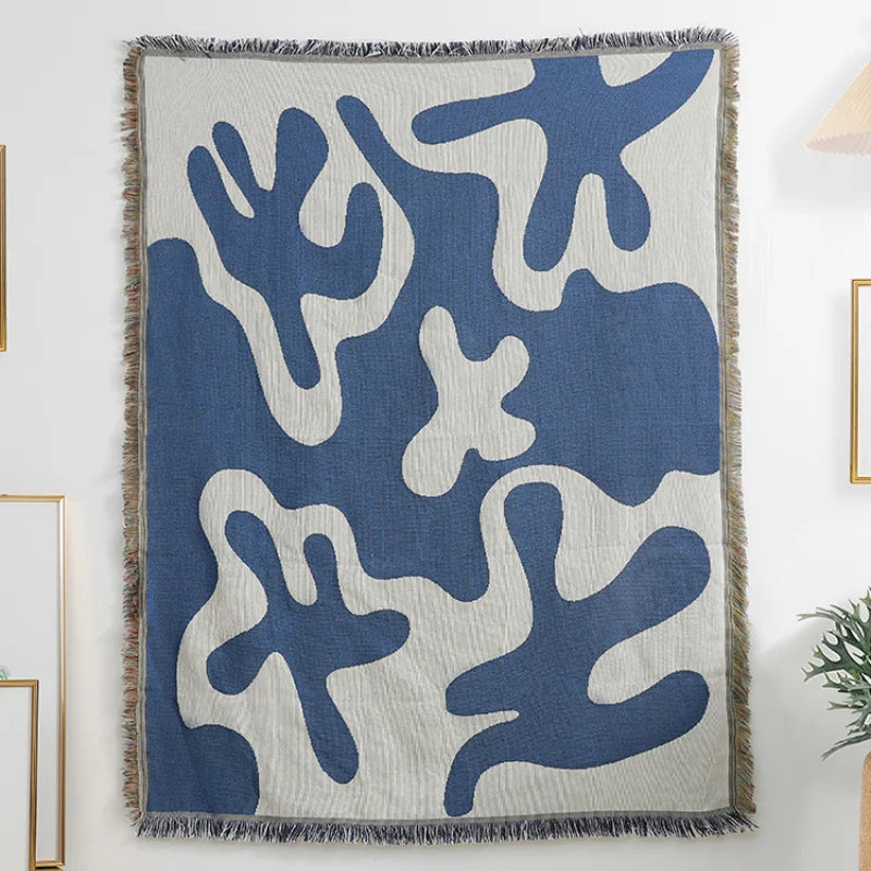 Rynx | Textile City Into Blue Coral Pattern Blanket Home Decor Sofa Throw Outdoor Camping Grass Mat 125x150cm