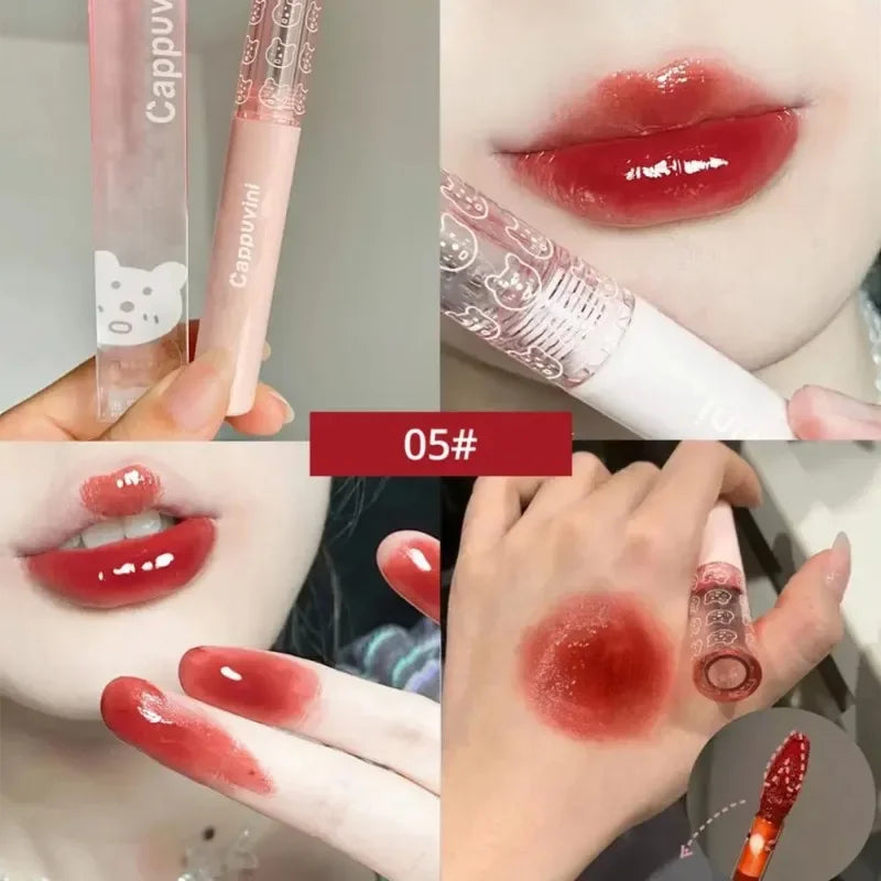 Rynx | Cherry Pink Lip Plumper Gloss Crystal Gel Oil Lip Color Korean Long-lasting Waterproof Lipstick Lip Plumper Liquid Lipstick