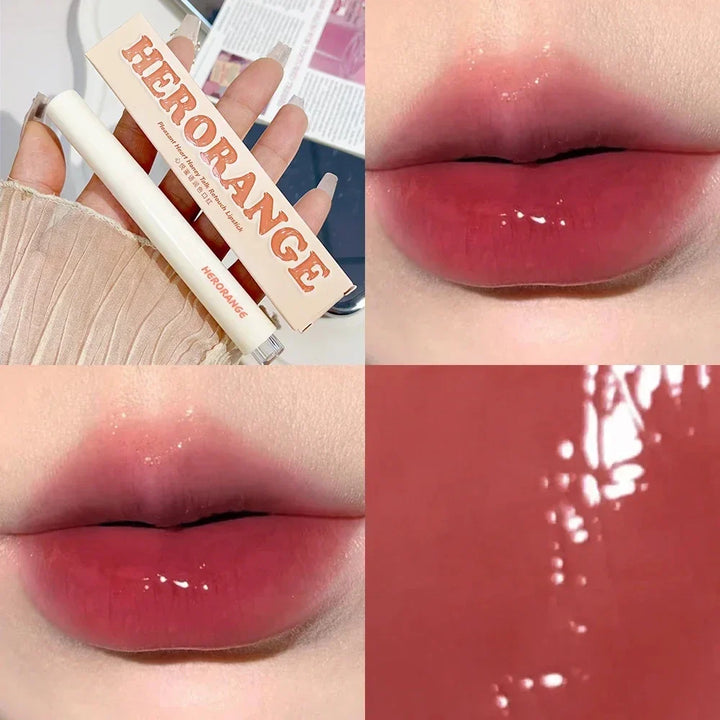 Rynx | Water Mirror Lipstick Long-lasting Non-sticky Cup Moisturizing Crystal Jelly Clear Brown Solid Lip Gloss Korean Lip Makeup Cosmetics