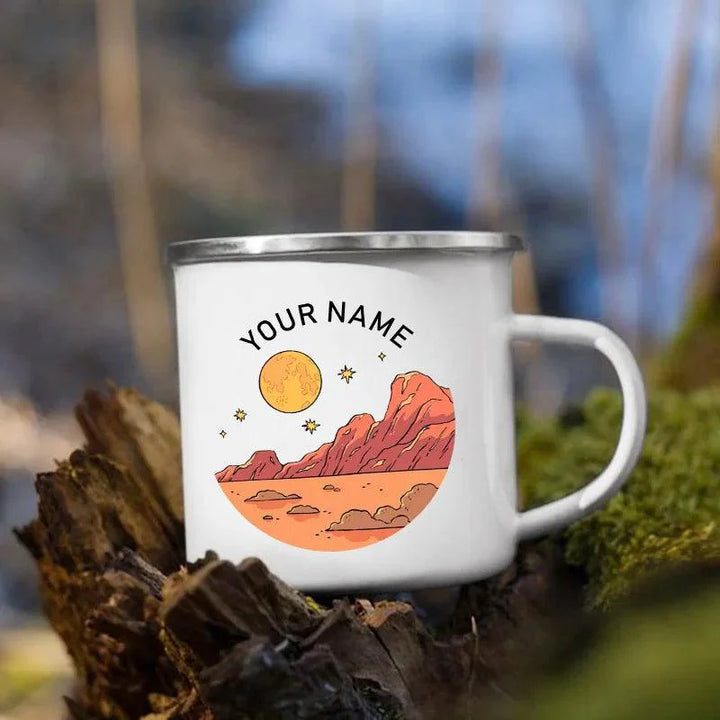 Lisslune | Customizable Enamel Camping Mug for Unforgettable Outdoor Experiences - Personalized Coffee and Beer Mug