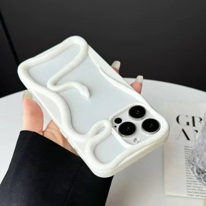 Lisslune | Plating Weicher Gummi Rahmen Hohler Schlange Handyhülle Für iPhone 11 12 13 14 15 16 Pro Max Objektivschutz Unregelmäßige Stoßfeste Hülle