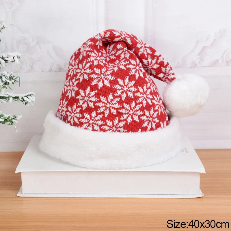 Rynx Knitted Christmas Hat Sweet Pompom Adult Children Soft Hat Santa Hat New Year Party Kids Gift Navidad Natal Noel Decoration