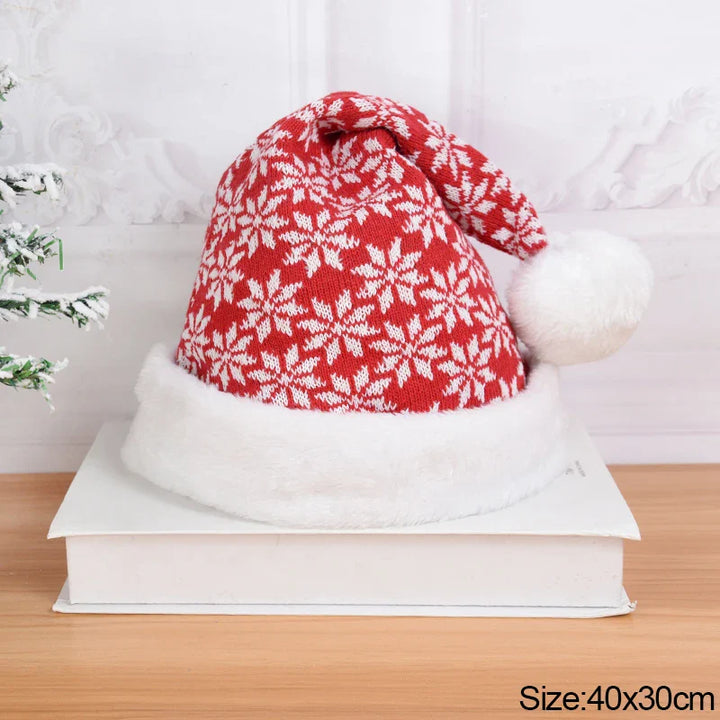 Rynx Knitted Christmas Hat Sweet Pompom Adult Children Soft Hat Santa Hat New Year Party Kids Gift Navidad Natal Noel Decoration