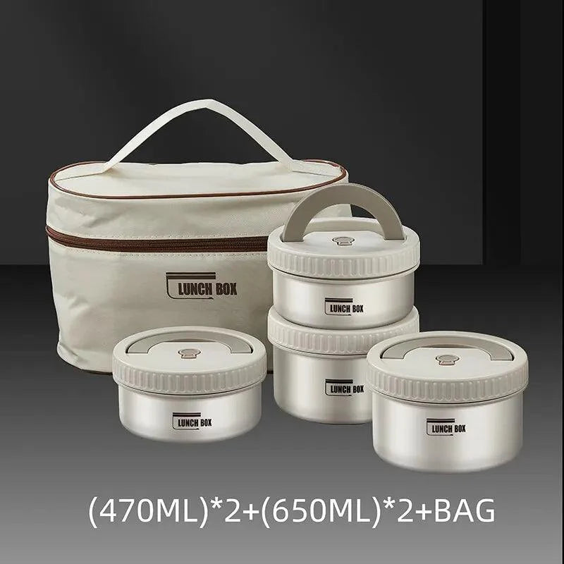Lisslune | Stainless Steel Thermo Bento Lunch Box Set with Portable Stackable Design